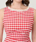 Red Gingham Sleeveless Romper