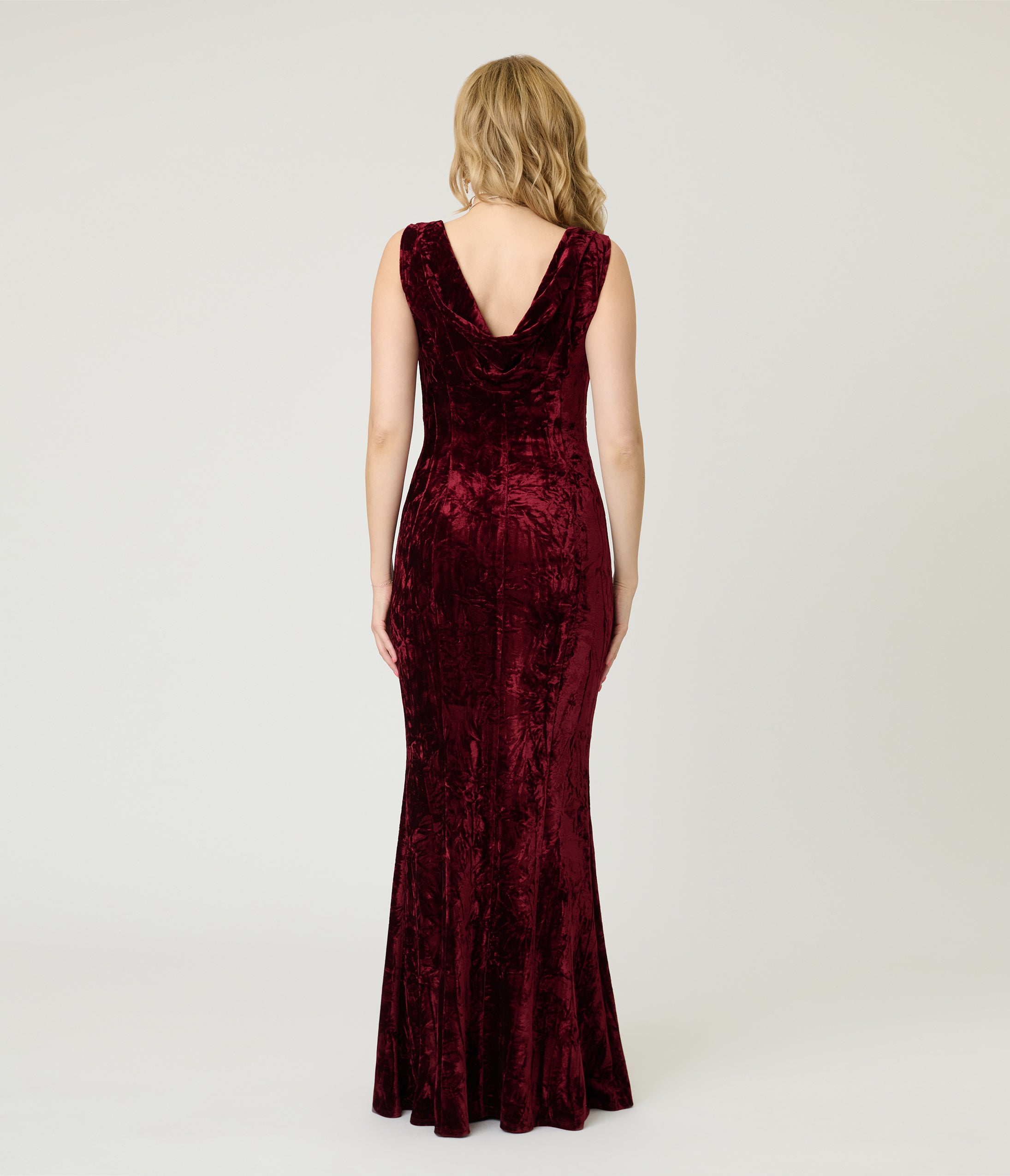 Unique Vintage Burgundy Textured Velvet Goldwyn Gown
