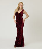 Unique Vintage Burgundy Textured Velvet Goldwyn Gown