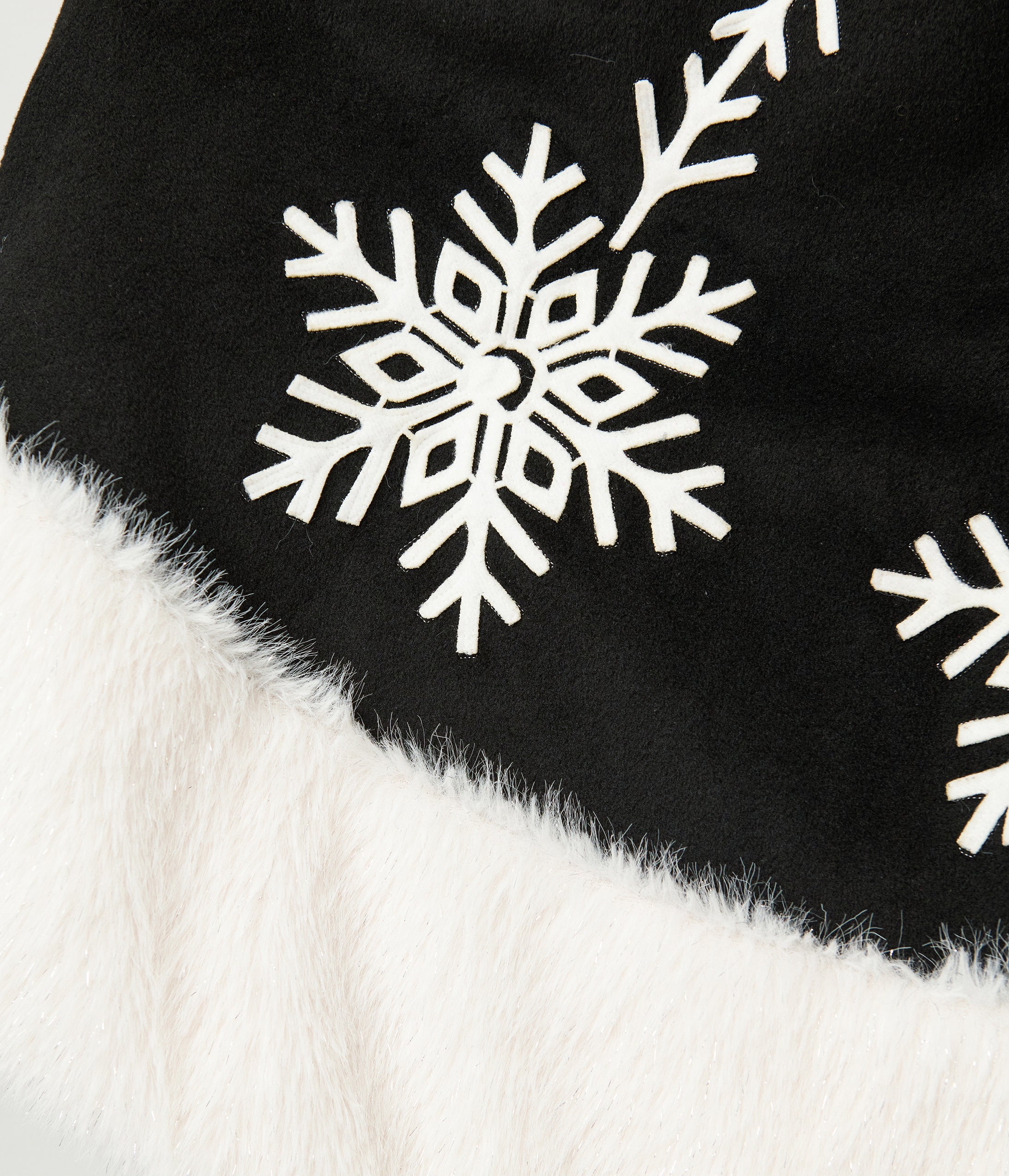 Unique Vintage Plus Size Black Felt & White Fur Snowflake Soda Shop Swing Skirt