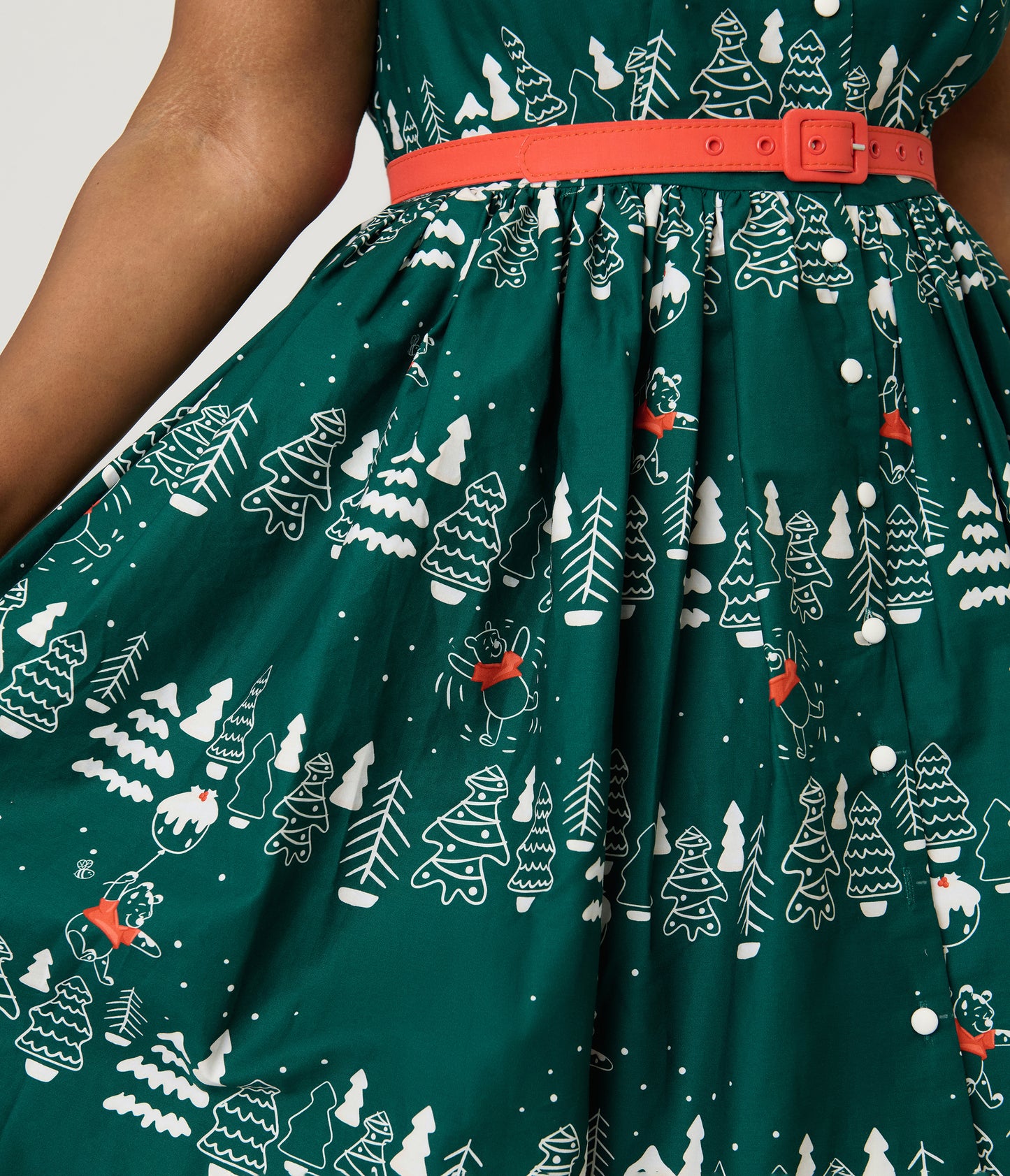 Disney Holiday Collection by Unique Vintage Plus Size Winnie The Pooh Belted Alexis Swing Dress