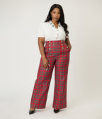 Unique Vintage Plus Size White & Holly Embroidered Collar Blouse