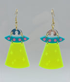 Alien Spaceship Earrings - Unique Vintage - Womens, ACCESSORIES, JEWELRY