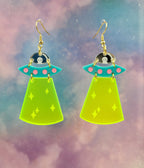 Alien Spaceship Earrings - Unique Vintage - Womens, ACCESSORIES, JEWELRY