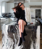 Jennafer Grace Harmony Faux Fur Yin-Yang Jacket Noir et Blanc