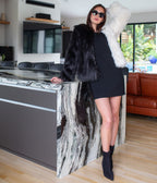 Jennafer Grace Harmony Faux Fur Yin-Yang Jacket Noir et Blanc