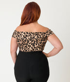 Unique Vintage Plus Size Leopard Print Maraschino Top