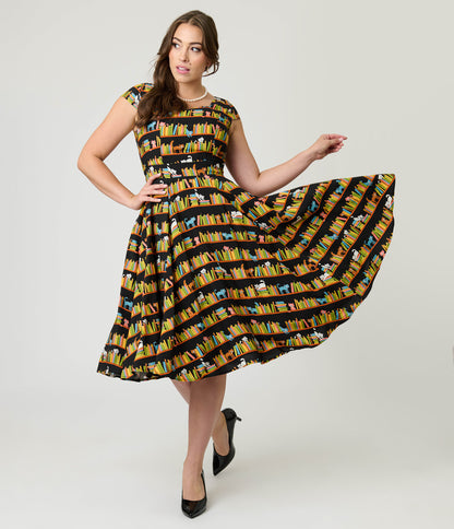 Magnolia Place Bookshelf Cats Anna Swing Dress