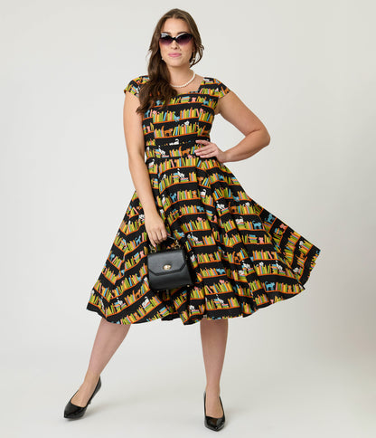 Magnolia Place Bookshelf Cats Anna Swing Dress