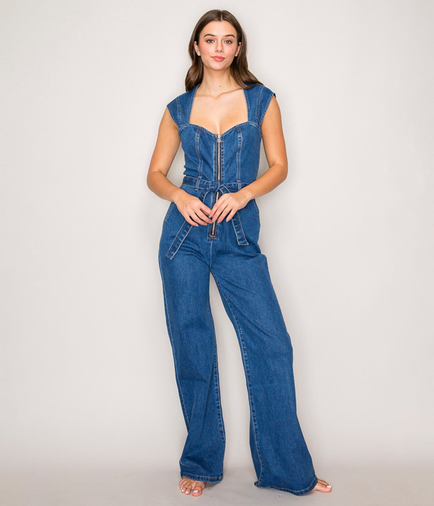 Sleeveless Denim Jumpsuit