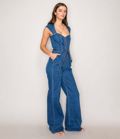 Sleeveless Denim Jumpsuit