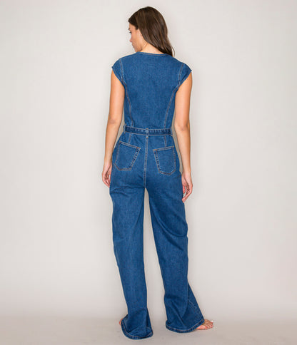 Sleeveless Denim Jumpsuit