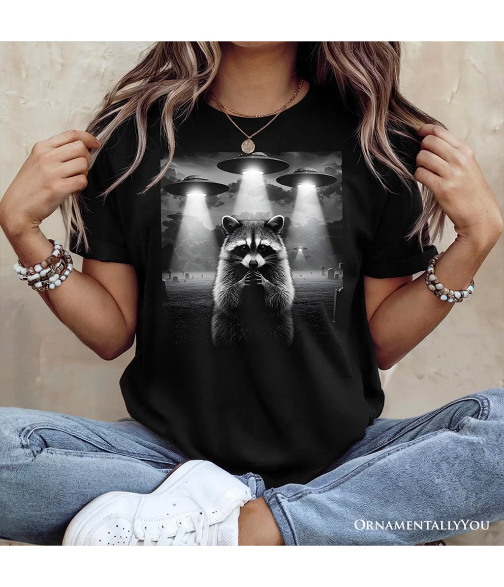 Black Raccoon UFO Unisex Graphic Tee