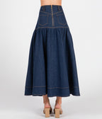 Dark Denim A-Line Maxi Skirt
