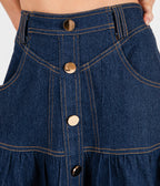 Dark Denim A-Line Maxi Skirt