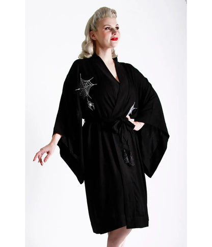 Bonsai Kitten Black Web Lounge Kimono