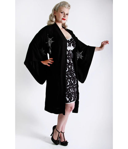 Bonsai Kitten Black Web Lounge Kimono