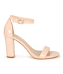 Nude Patent Leatherette Block Heel Sandals