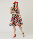 Retrolicious Holiday Cat Cotton Flare Dress