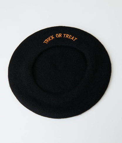 Trick Or Treat Pumpkin Black Beret