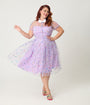 Unique Vintage Plus Size Purple Confetti Hollie Swing Dress