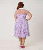 Unique Vintage Plus Size Purple Confetti Hollie Swing Dress
