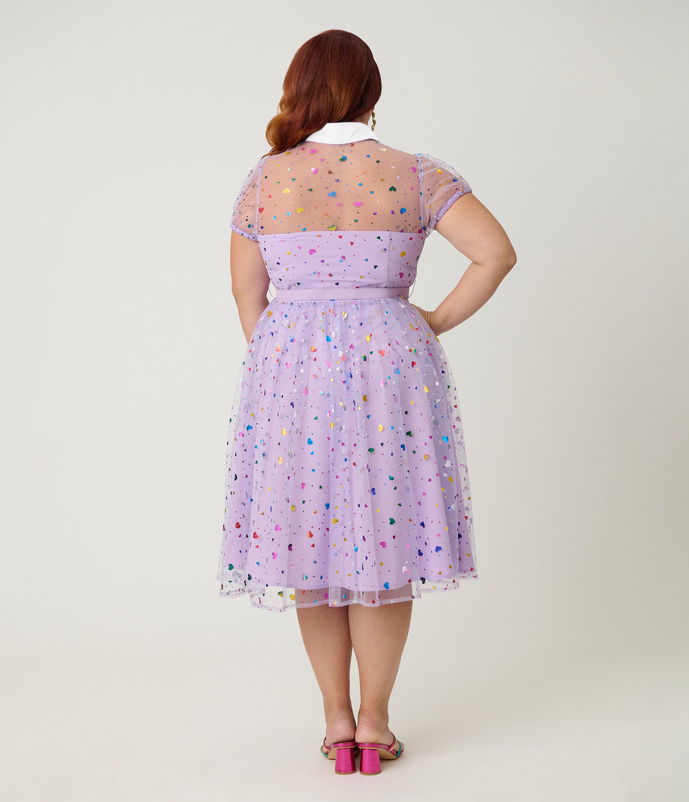 Unique Vintage Plus Size Purple Confetti Hollie Swing Dress