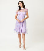 Unique Vintage Purple Confetti Hollie Swing Dress