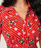 Disney Mickey & Friends Collection by Unique Vintage Red Striped Cupid Mickey Cotton Romper