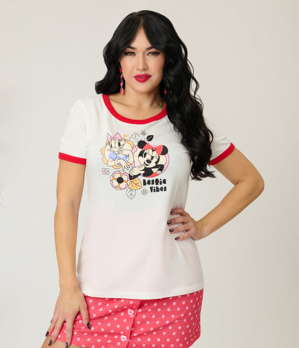 Disney Mickey & Friends Collection by Unique Vintage Bestie Vibes Unisex Ringer Graphic Tee