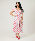 Disney Mickey & Friends Collection by Unique Vintage Pink & Minnie Cherries Midi Dress