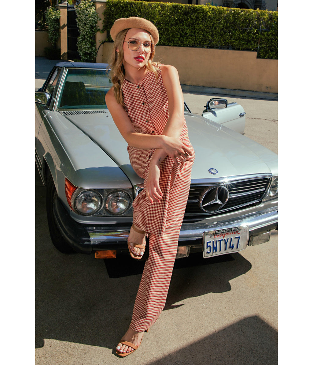 Burgundy Houndstooth Pants