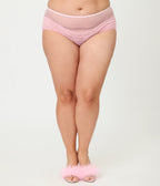Unique Vintage Plus Size Sheer Light Pink Ruffle Underwear
