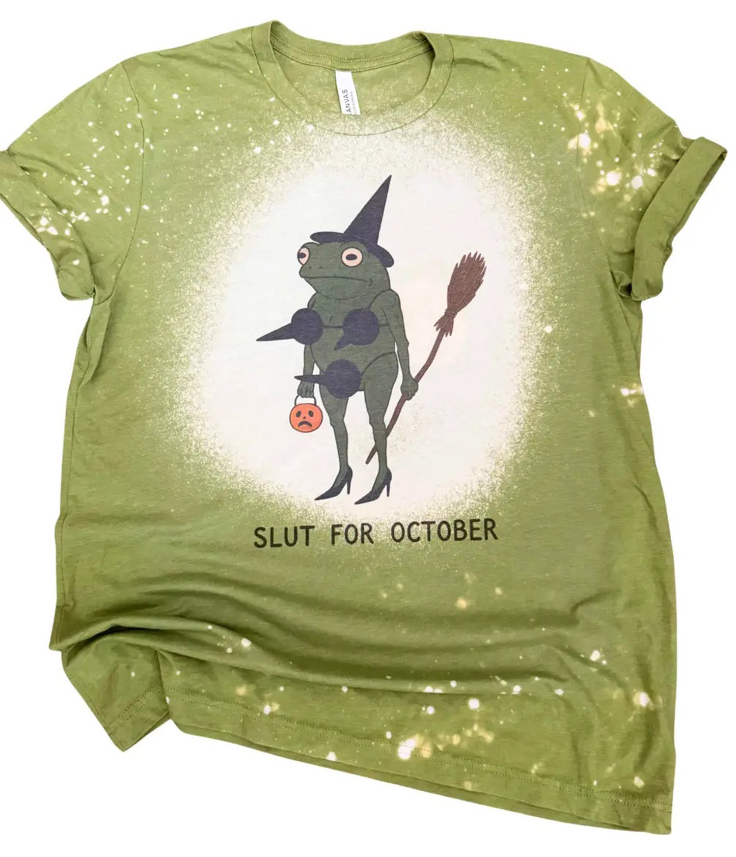 Slut For October Frog Bleached Unisex Graphic Tee
