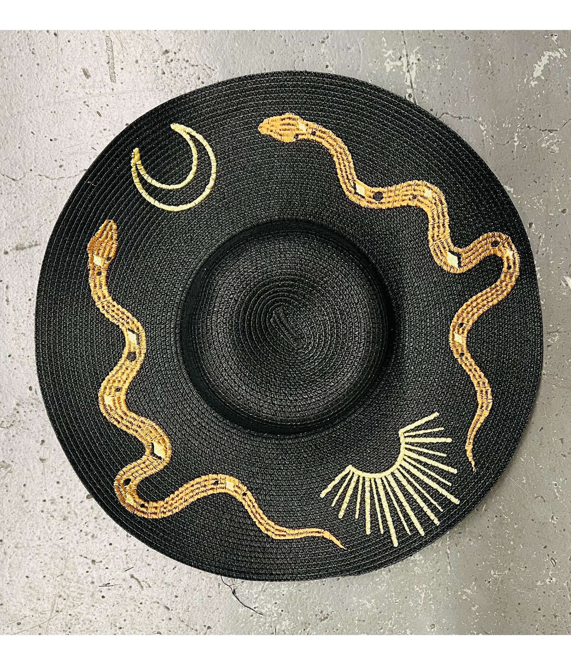 Witchwood Bags Black & Gold Snakes Sun Hat