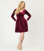 Burgundy Celestial Velvet Mini Dress