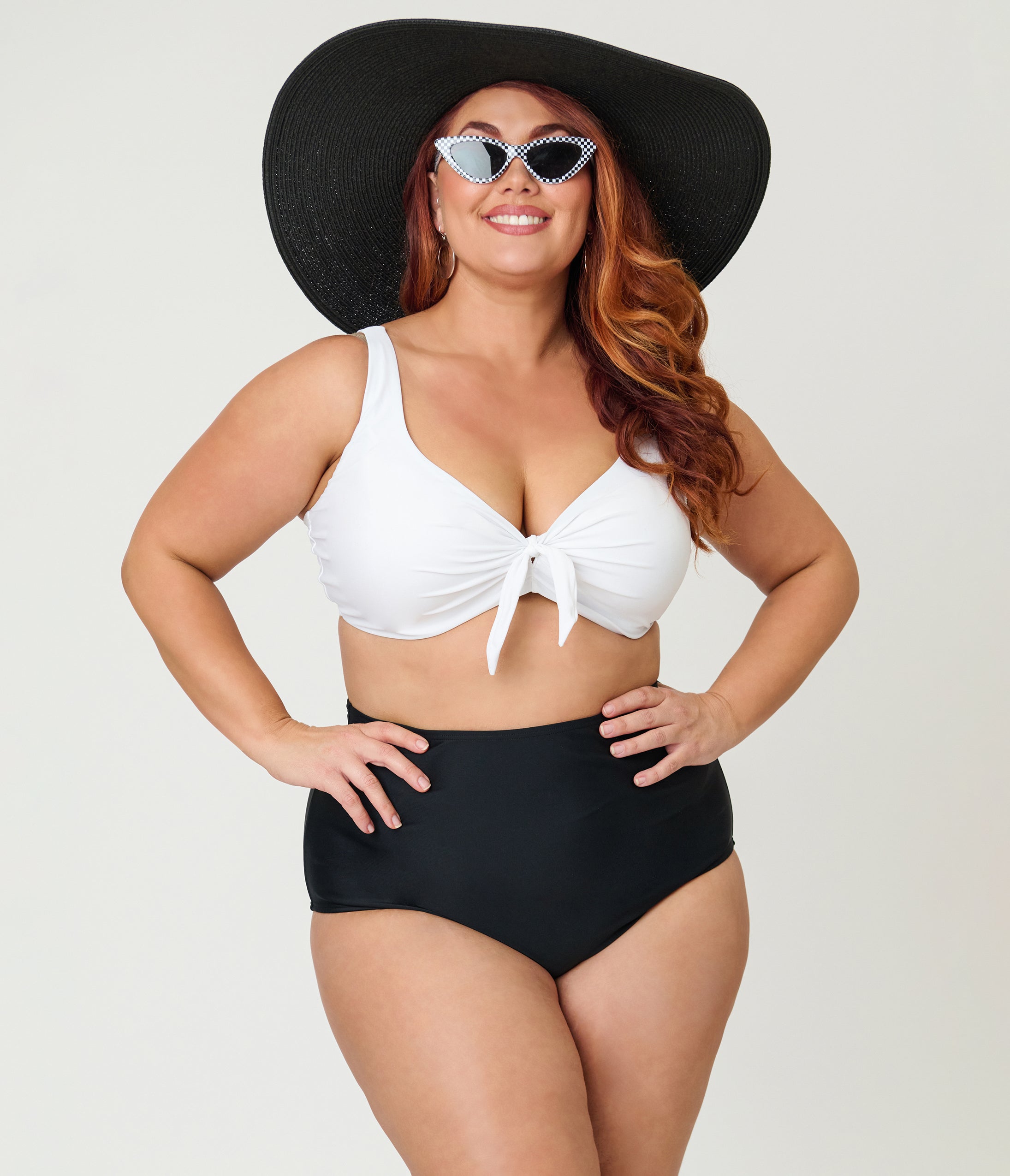 Unique Vintage Plus Size Black High Waist Louise Swim Bottoms