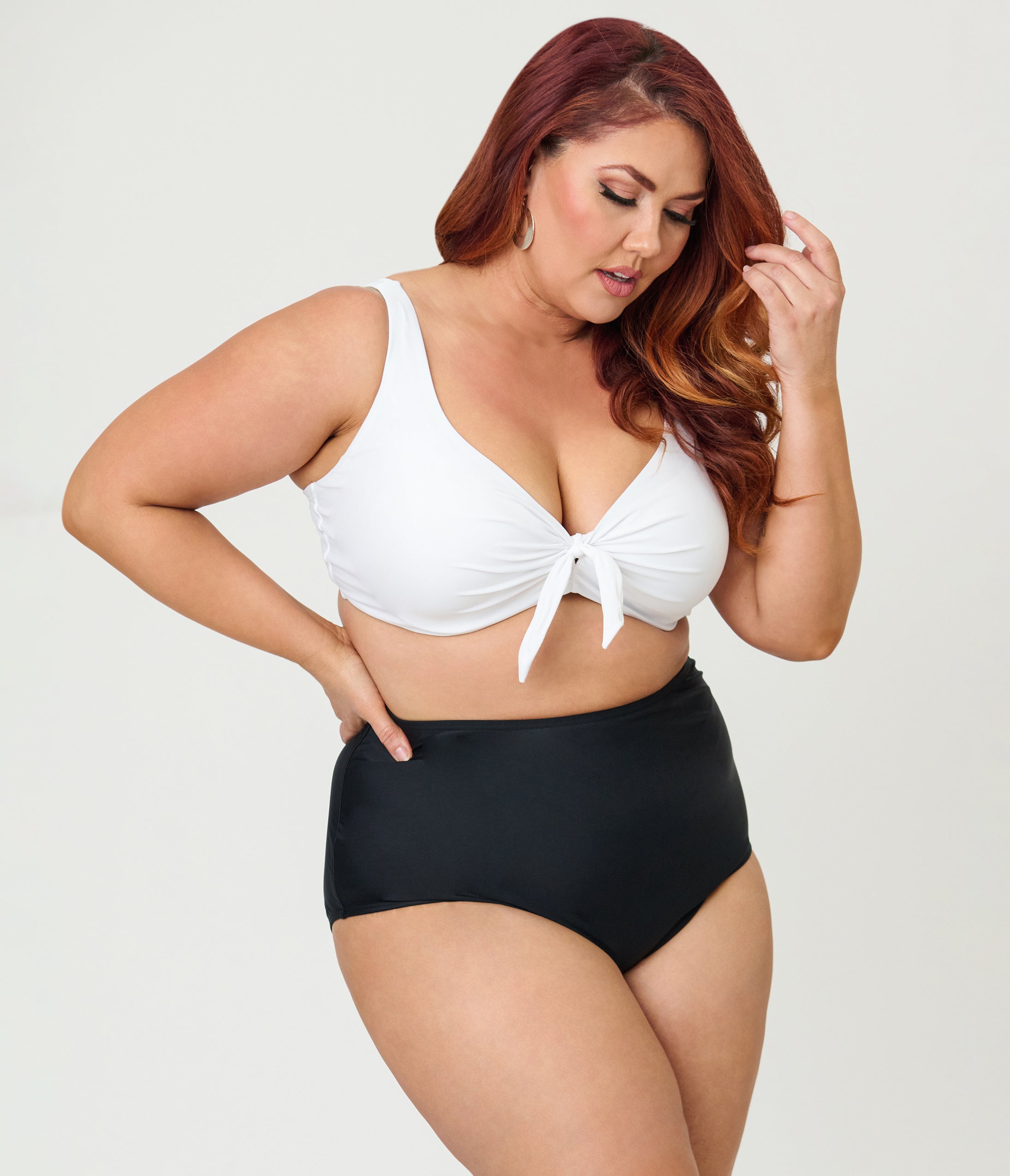Unique Vintage Plus Size Black High Waist Louise Swim Bottoms