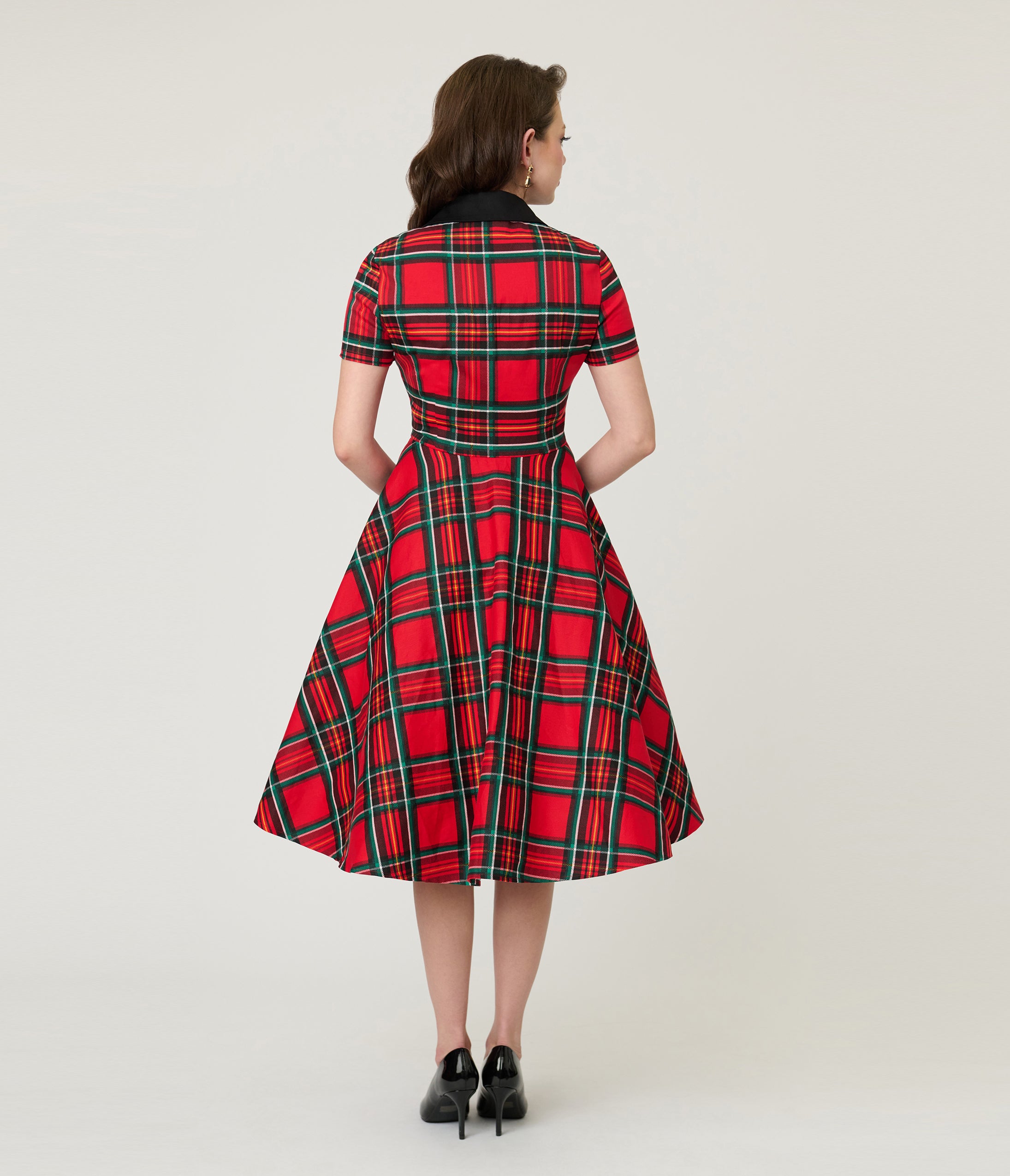 1950s Red Tartan Plaid Cotton Swing Dress