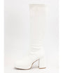 White Leatherette Platform Knee High Boots