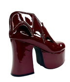 Blood Red Patent Leatherette Bat Wing Platforms - Unique Vintage - Womens, SHOES, HEELS