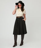 Ivory Puff Sleeve Bow Blouse