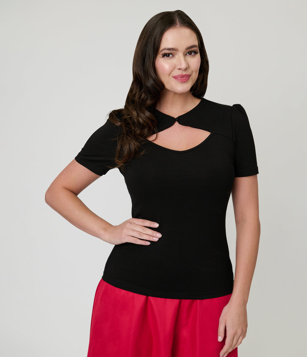 Black Cutout Cotton Top