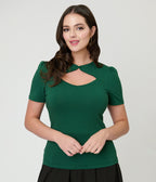 Green Cutout Cotton Top