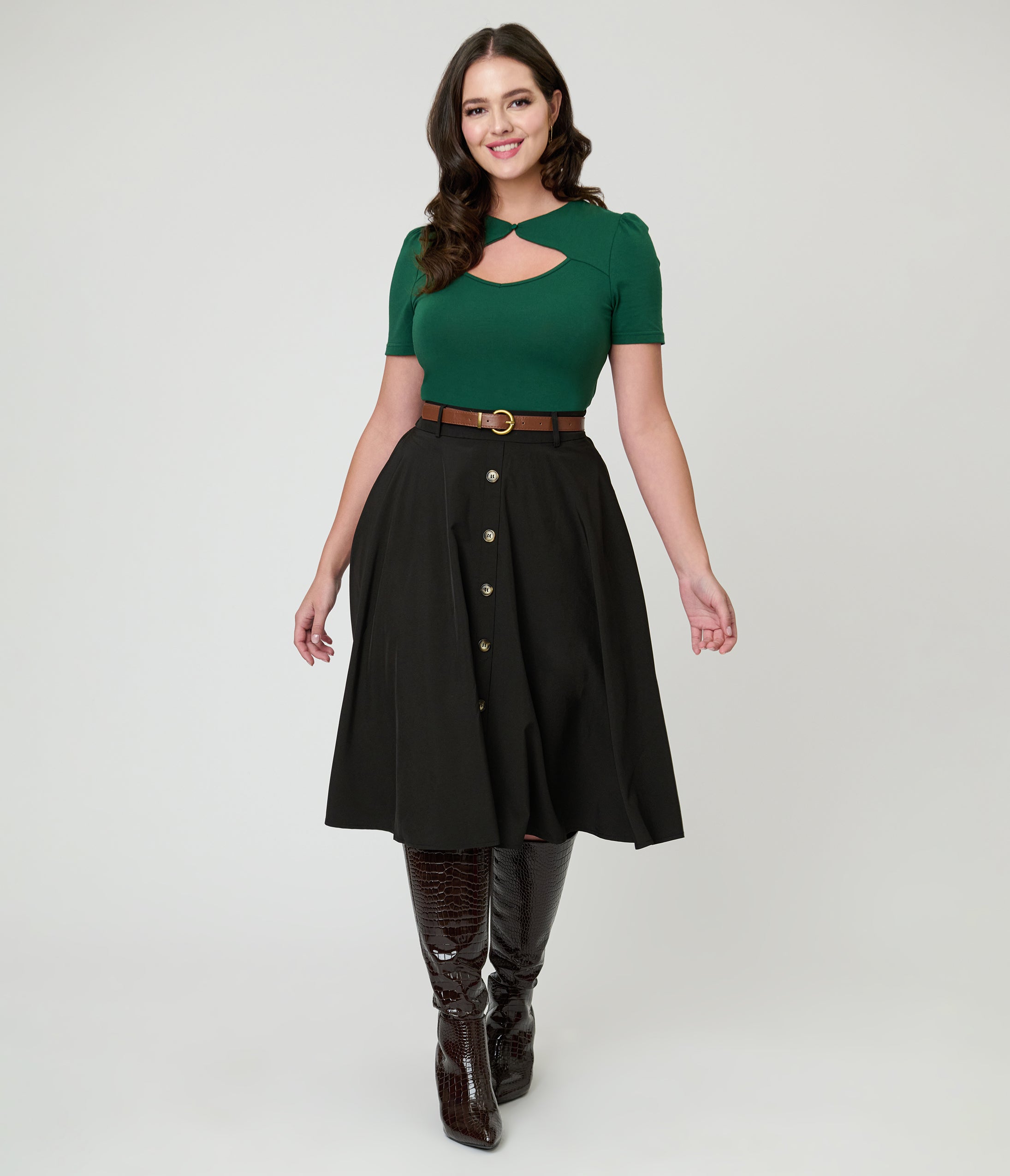 Green Cutout Cotton Top