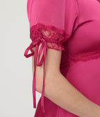 Pink Lace Trim Midi Dress