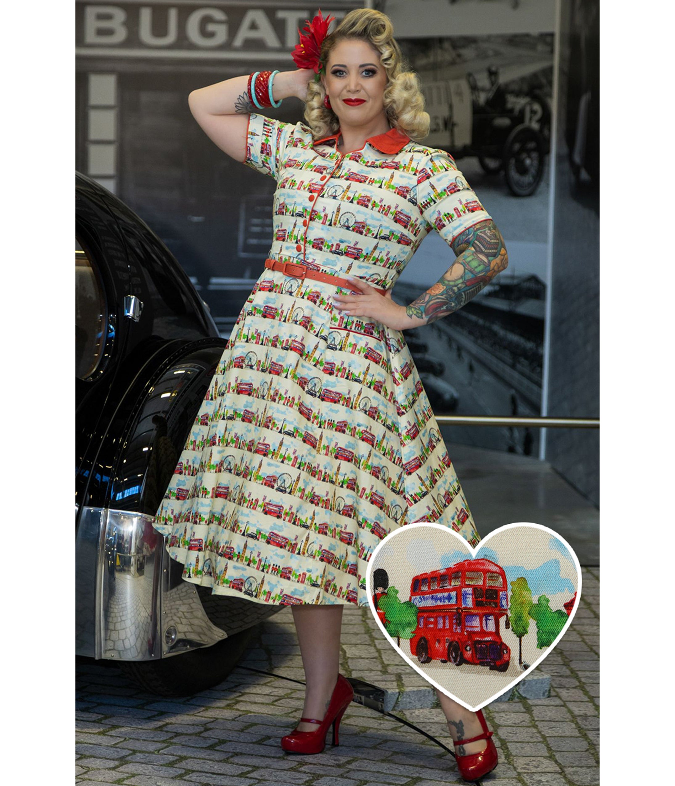 Dolly & Dotty White Mabel London Landmark Print Shirt Dress