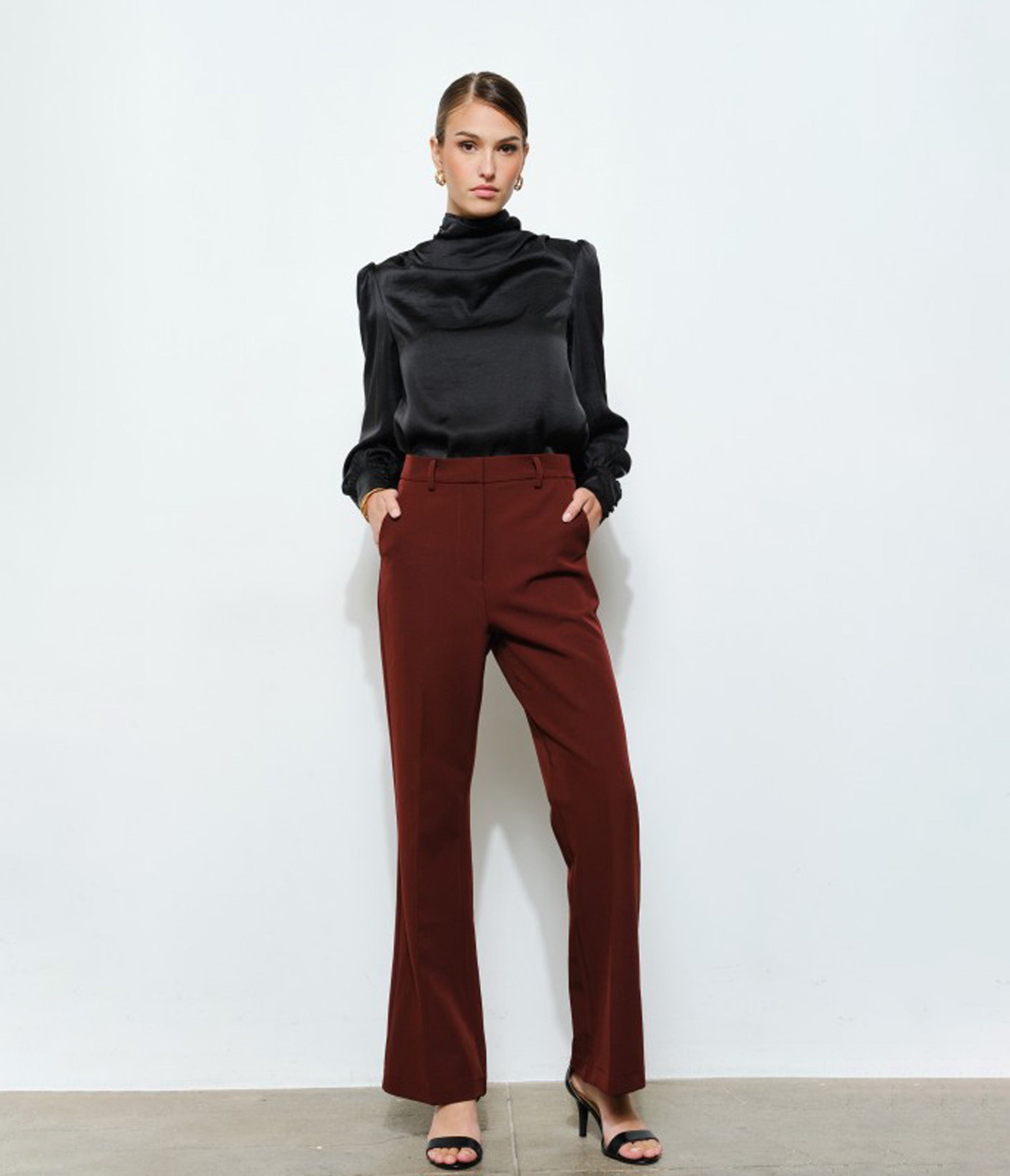 Black Long Puff Sleeve Blouse