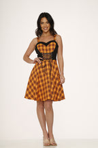 Orange Plaid Sweetheart Swing Dress - Unique Vintage - Womens, DRESSES, SWING