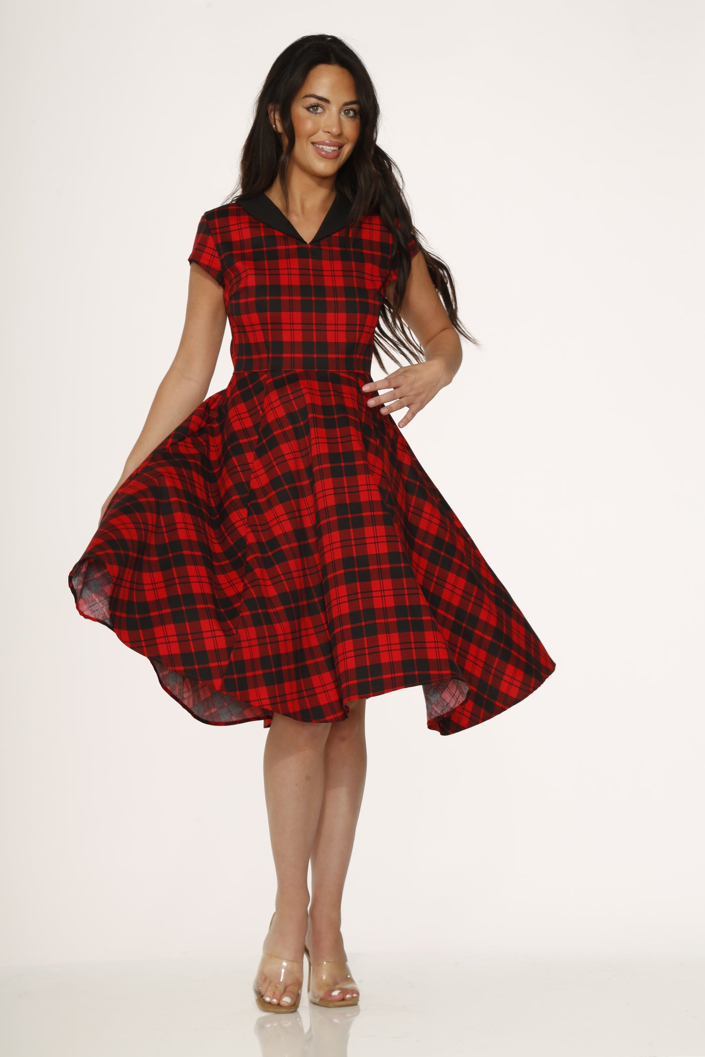 Red Plaid Swing Dress
